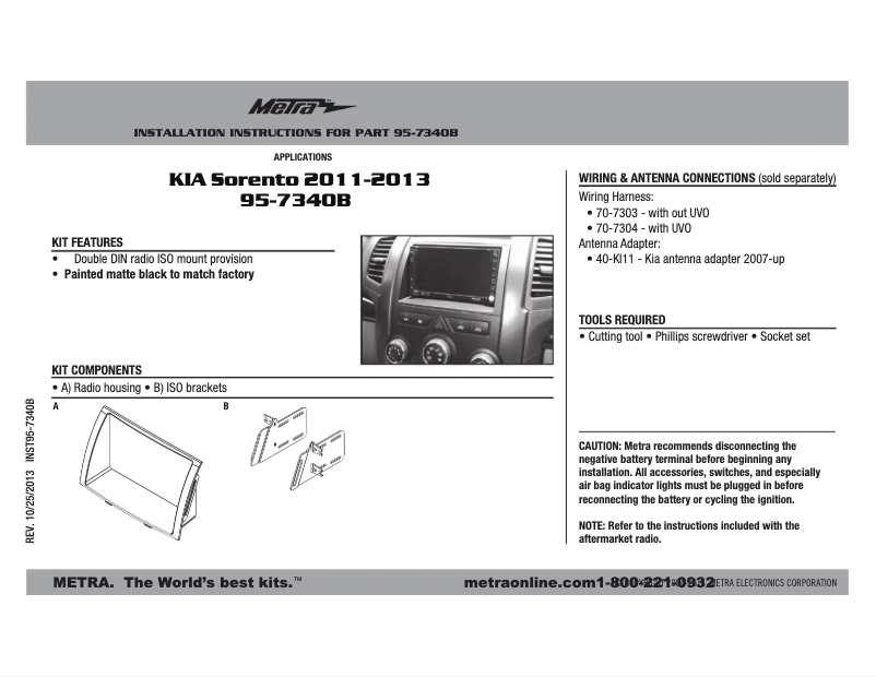Page n°1 - Mode d'emploi Metra 95-7340B