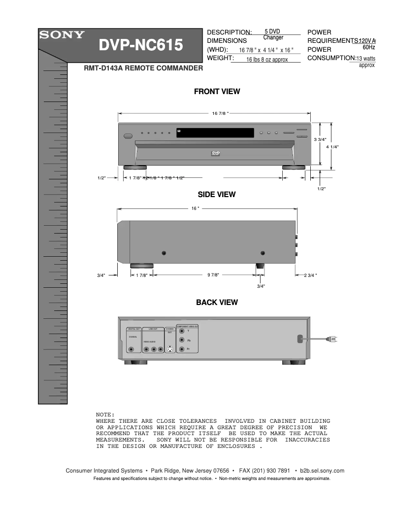 Page n°1 - Guide d'installation Sony DVP-NC615