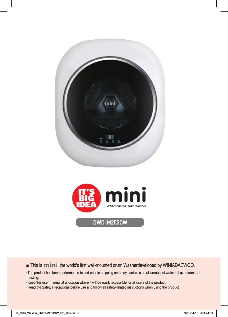 Page n°1 - Manuel utilisateur Winia DWD-M253CW