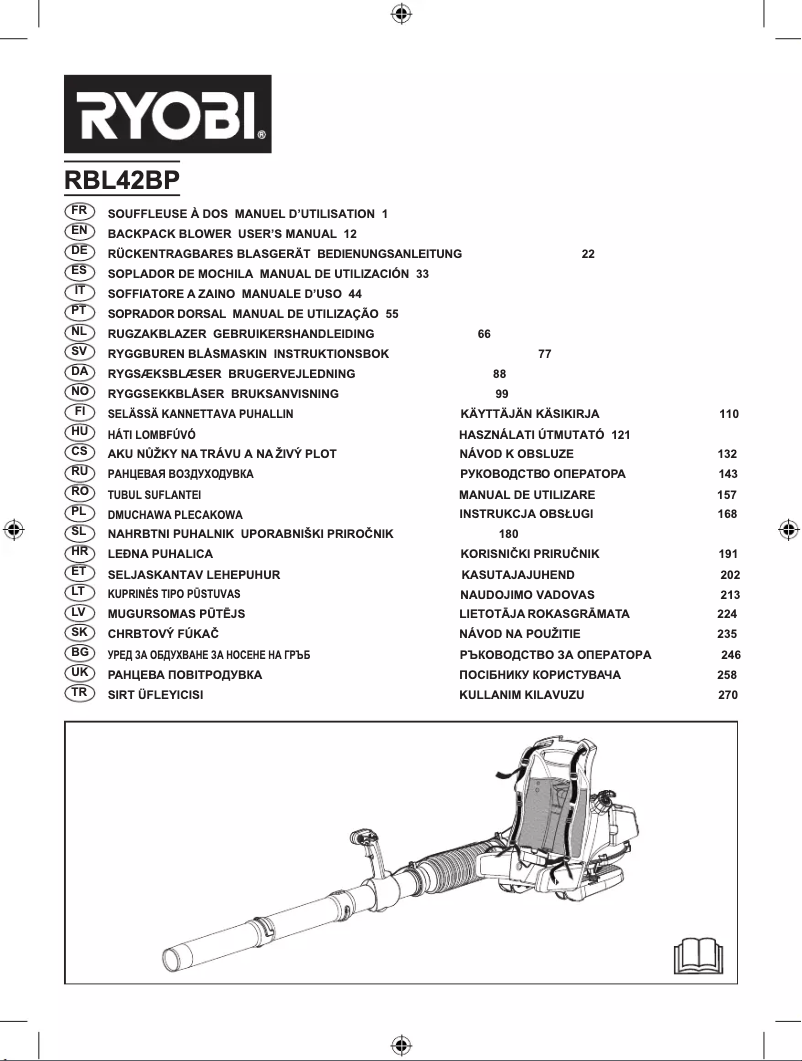 Page 1 de la notice Manuel utilisateur RYOBI RBL42BP