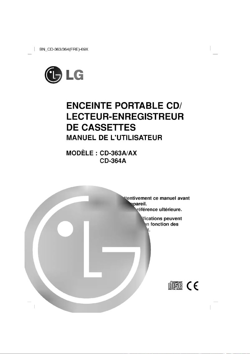 Page n°1 - Manuel utilisateur LG CD-363A
