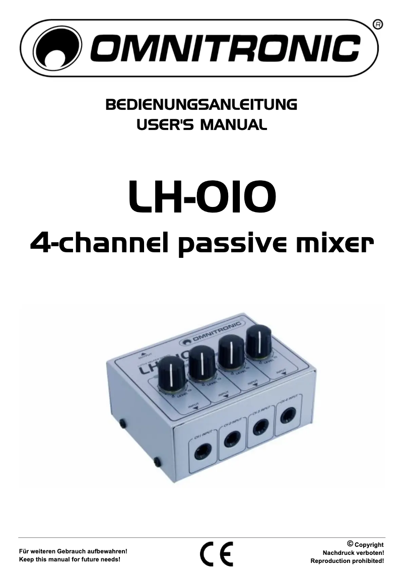 Page 1 de la notice Manuel utilisateur Omnitronic LH-010