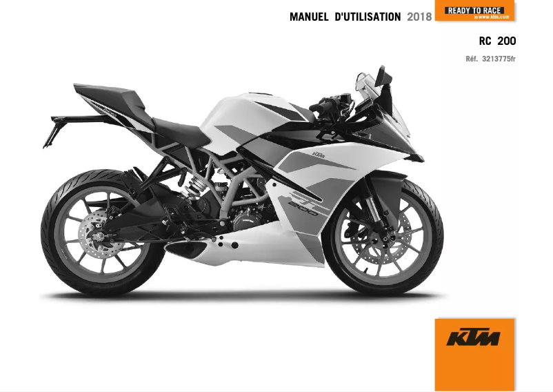 Page 1 de la notice Manuel utilisateur KTM RC 200 (2018)