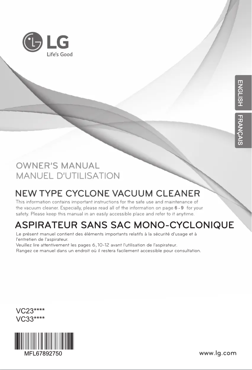 Page 1 de la notice Manuel utilisateur LG VC2316NND