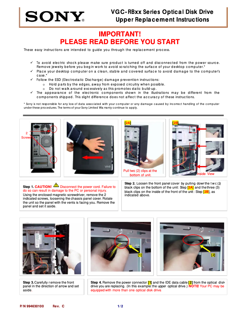 Página 1 del manual Manual de usuario Sony Vaio VGC-RB43MGX