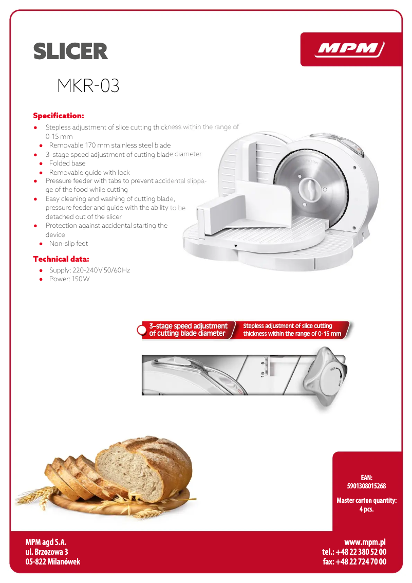 Page 1 de la notice Fiche technique MPM MKR-03