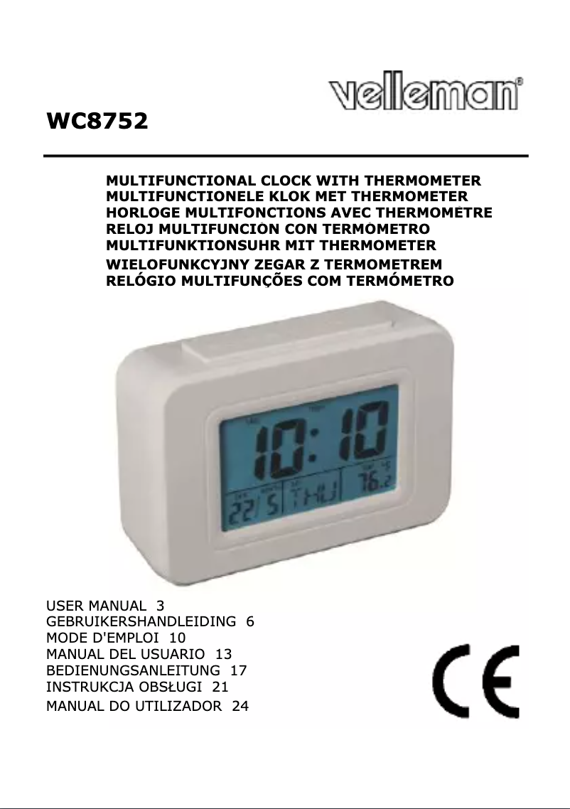 Page 1 de la notice Manuel utilisateur Velleman WC8752