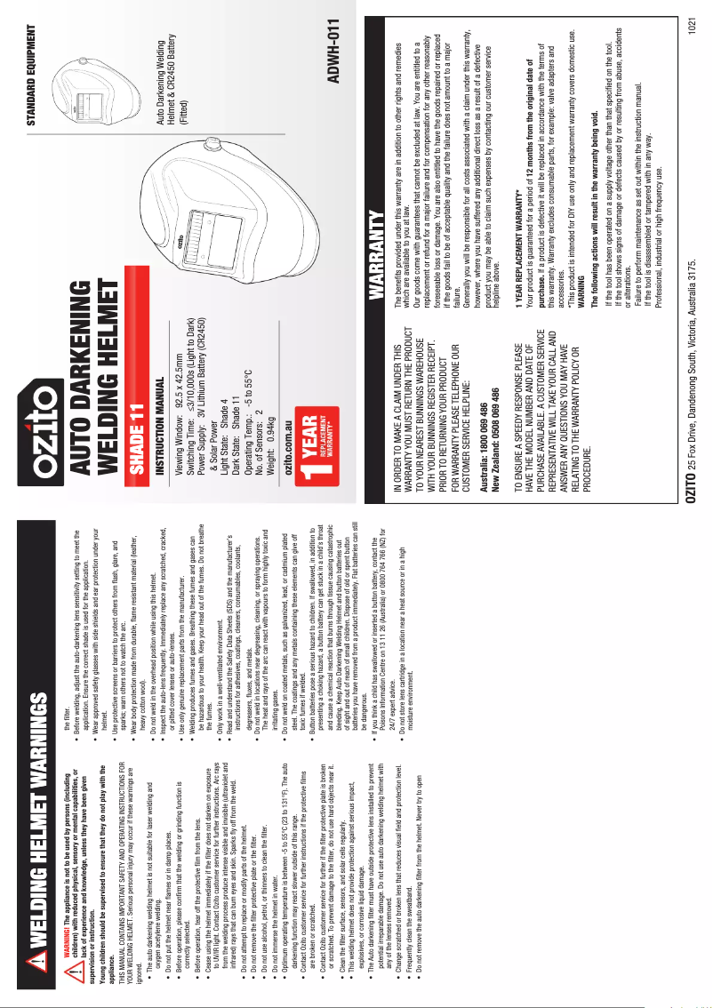 Imagen de la primera página del manual del dispositivo ADWH-011