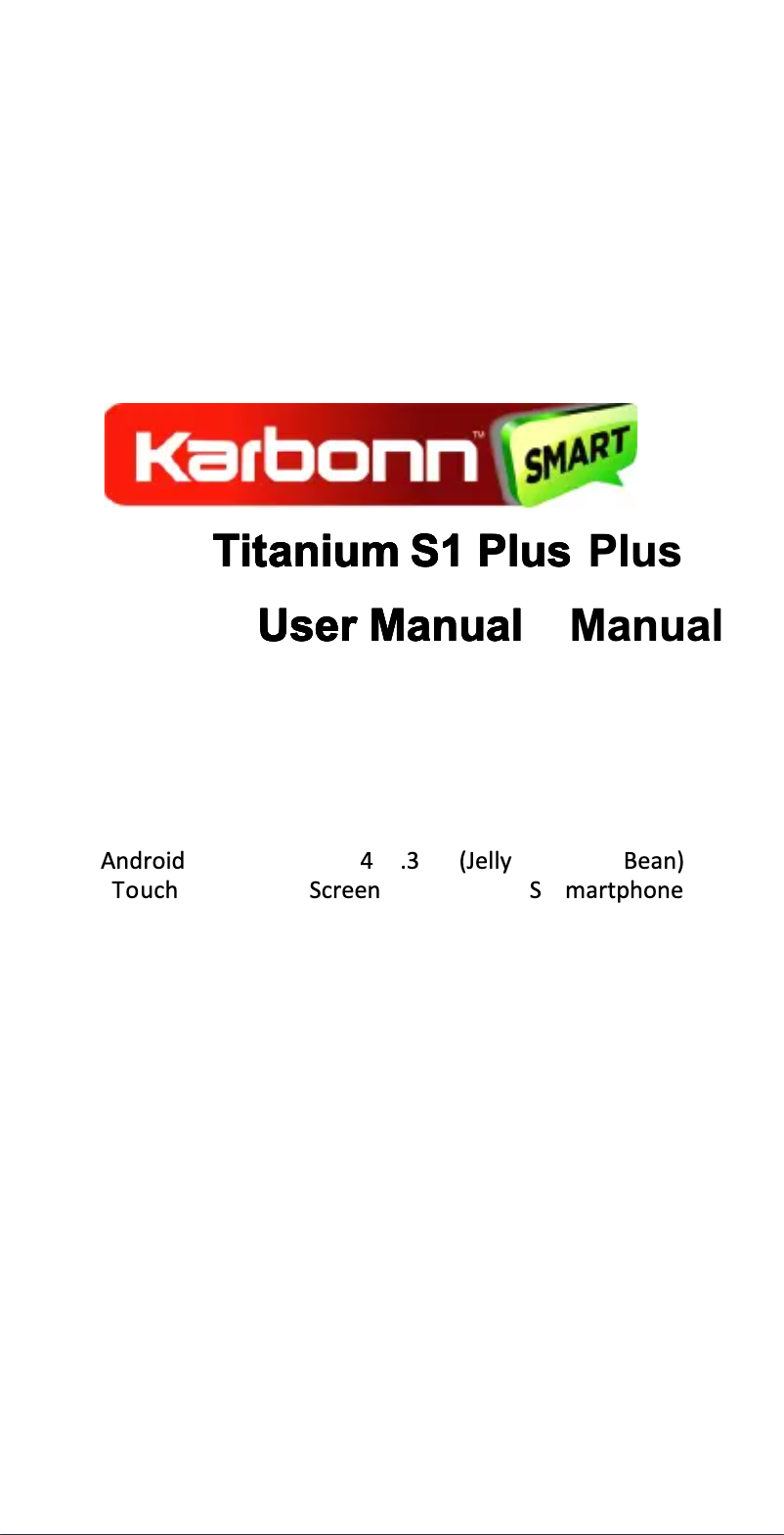 Page 1 de la notice Manuel utilisateur Karbonn S1+