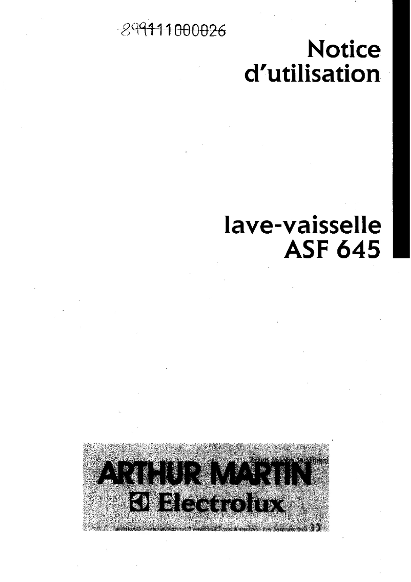 Image de la première page du manuel de l'appareil ASF 645