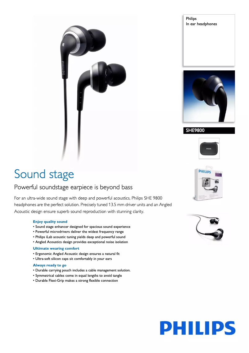 Page n°1 - Fiche technique Philips SHE9800