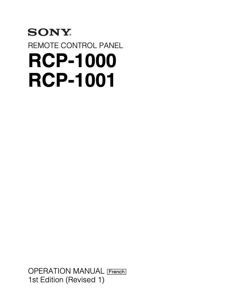 Page 1 de la notice Manuel utilisateur Sony RCP-1001
