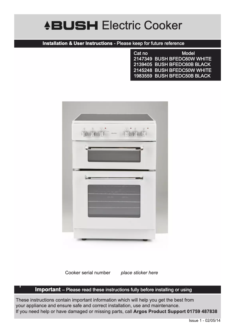 Page n°1 - Manuel utilisateur Bush BFEDC60B