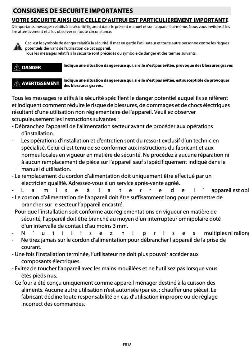 Page 1 de la notice Manuel utilisateur Whirlpool AKZ 562 IX