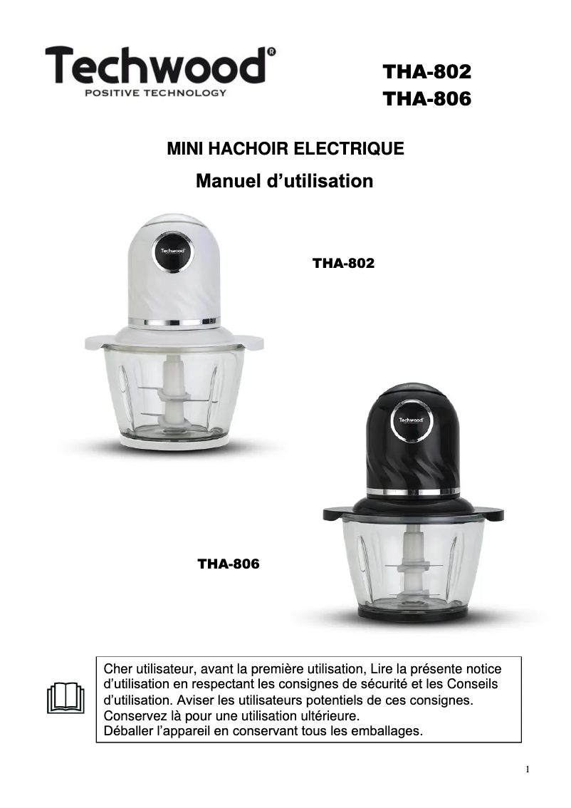 Page 1 de la notice Manuel utilisateur Techwood THA-38