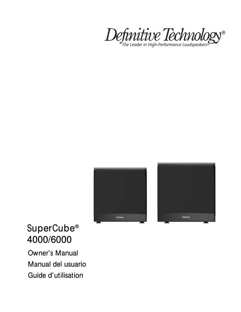 Page 1 de la notice Manuel utilisateur Definitive Technology SuperCube 4000