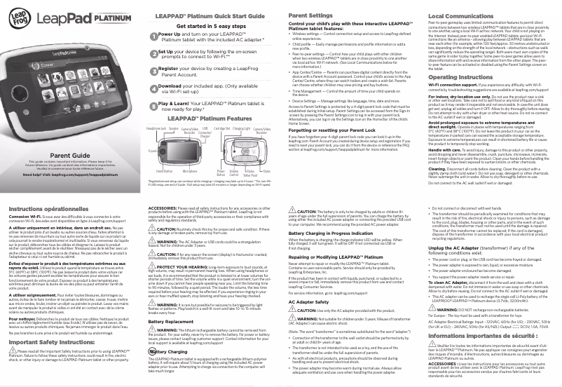 Image de la première page du manuel de l'appareil Platinum