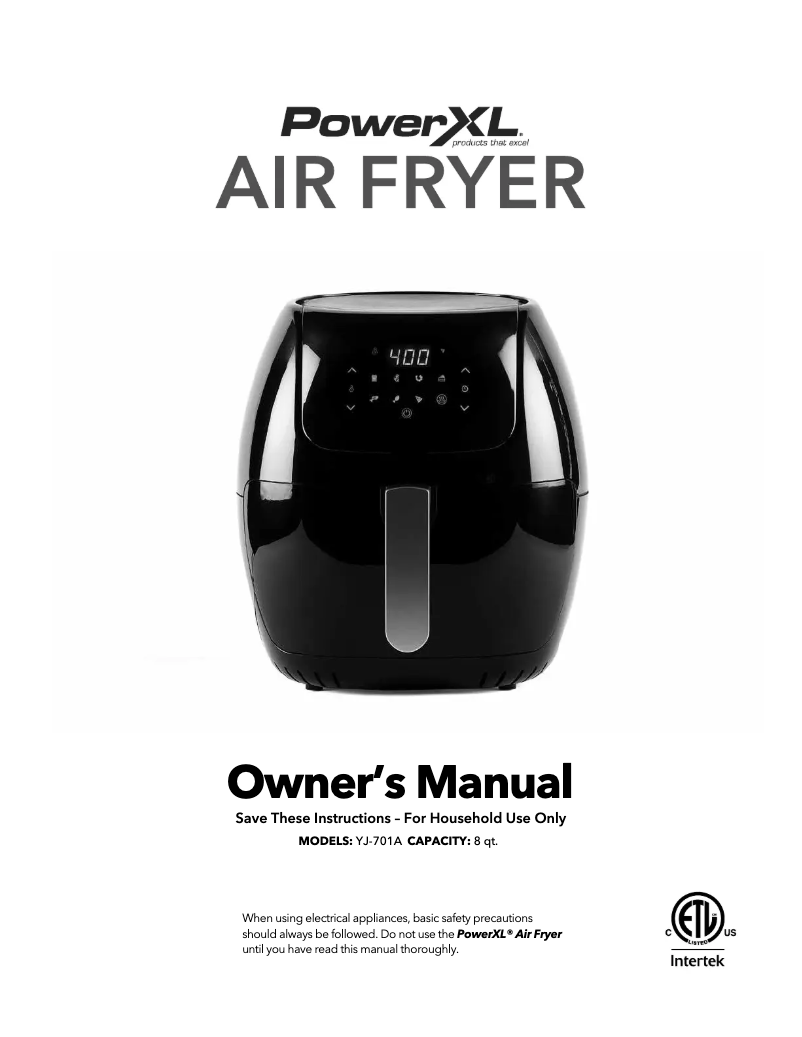 Page 1 de la notice Manuel utilisateur PowerXL Air Fryer YJ-701A