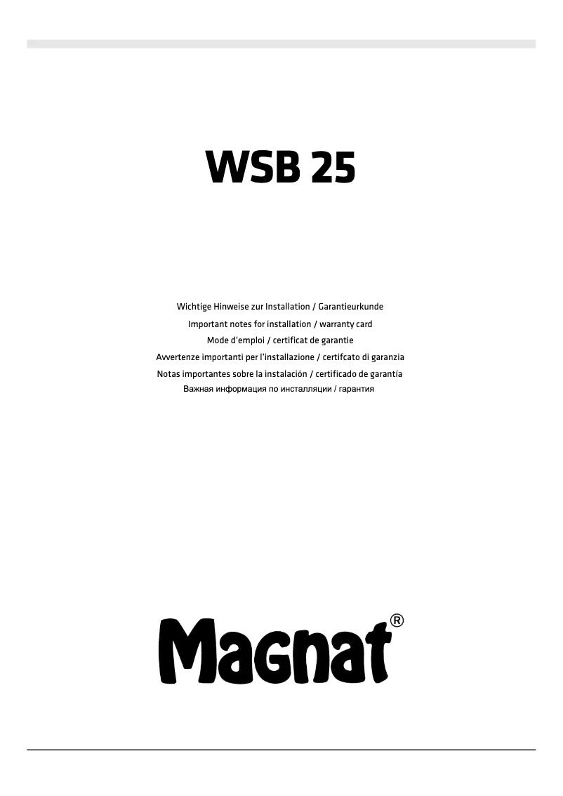 Image de la première page du manuel de l'appareil WSB 25