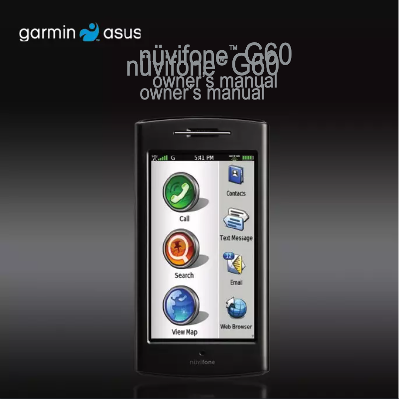 Imagen de la primera página del manual del dispositivo Nüvifone G60