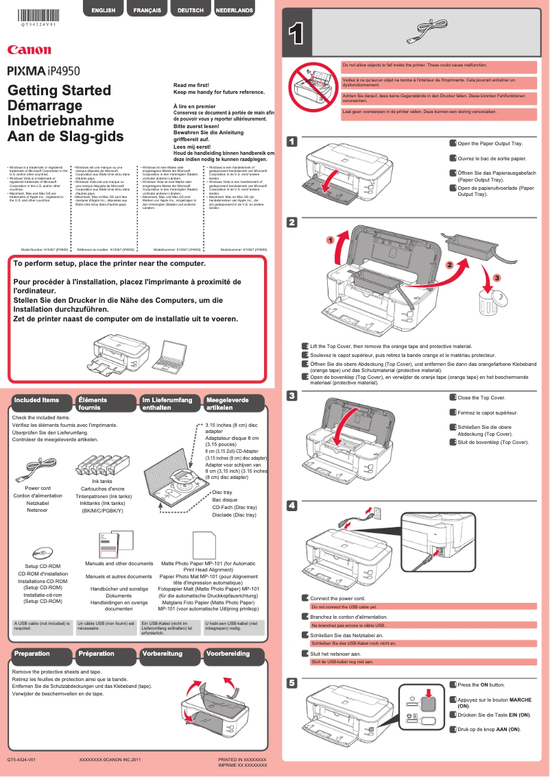 Page 1 de la notice Manuel utilisateur Canon Pixma iP4950