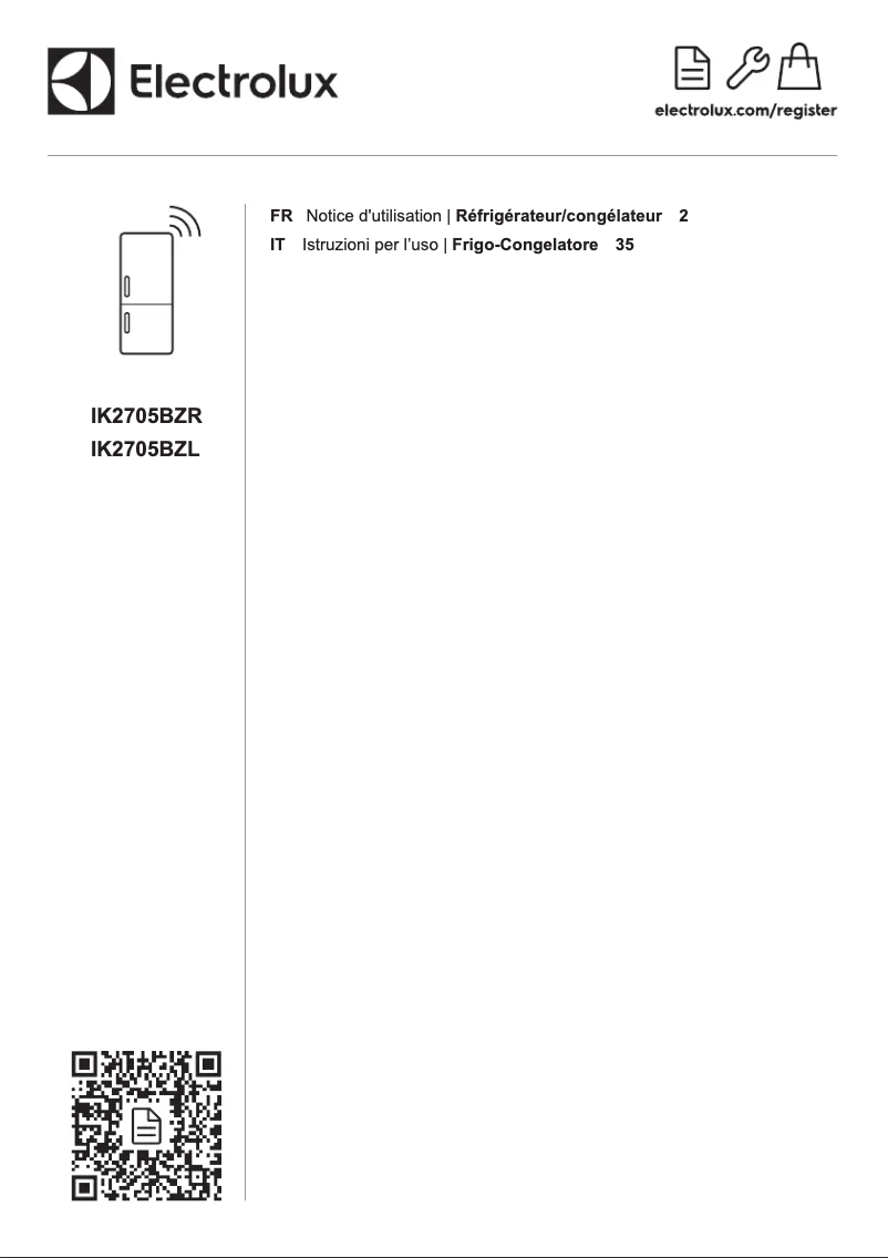 Page 1 de la notice Manuel utilisateur Electrolux IK2540BZR