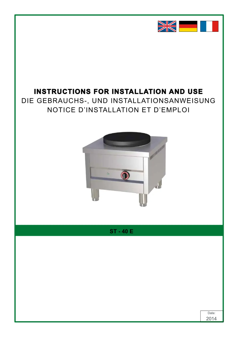 Page 1 de la notice Manuel utilisateur Bartscher E 1K500