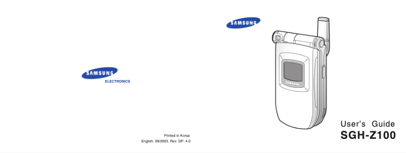 Image de la première page du manuel de l'appareil SGH-Z100
