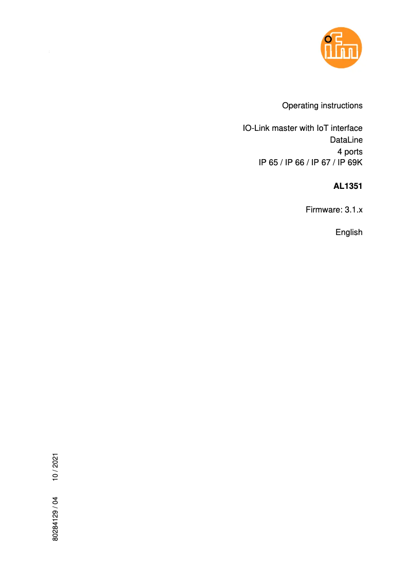 Page n°1 - Manuel utilisateur IFM AL1351