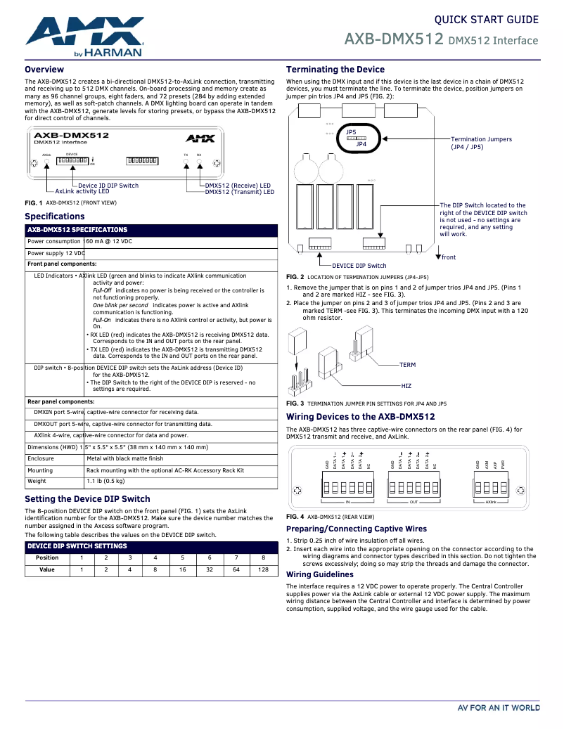 Image de la première page du manuel de l'appareil AXB-DMX512