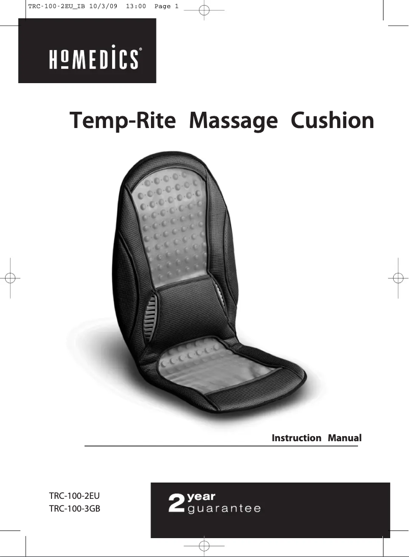 Page 1 de la notice Manuel utilisateur Homedics Temp-Rite Massage TRC-100