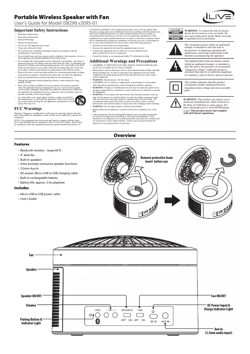 Image de la première page du manuel de l'appareil ISB298