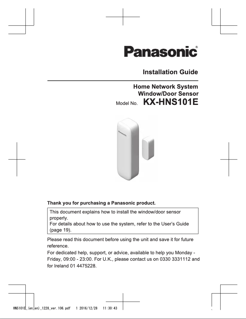 Page 1 de la notice Manuel utilisateur Panasonic KX-HNS101E