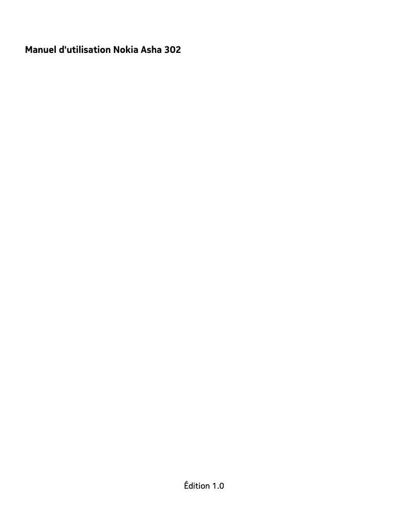 Page 1 de la notice Manuel utilisateur Nokia Asha 302
