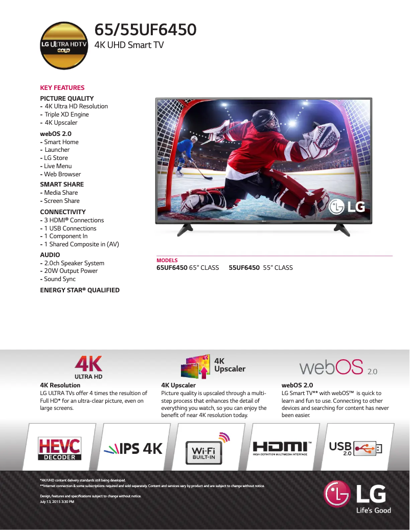 Image de la première page du manuel de l'appareil 65UF6450