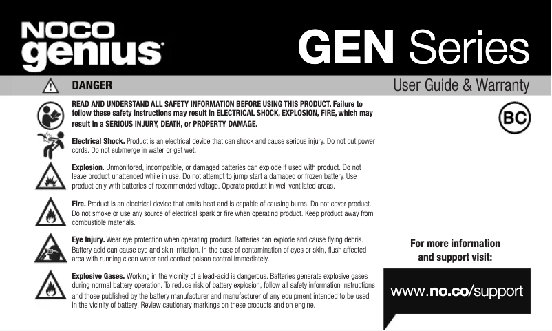 Página 1 del manual Manual de usuario NOCO Genius GEN5X2