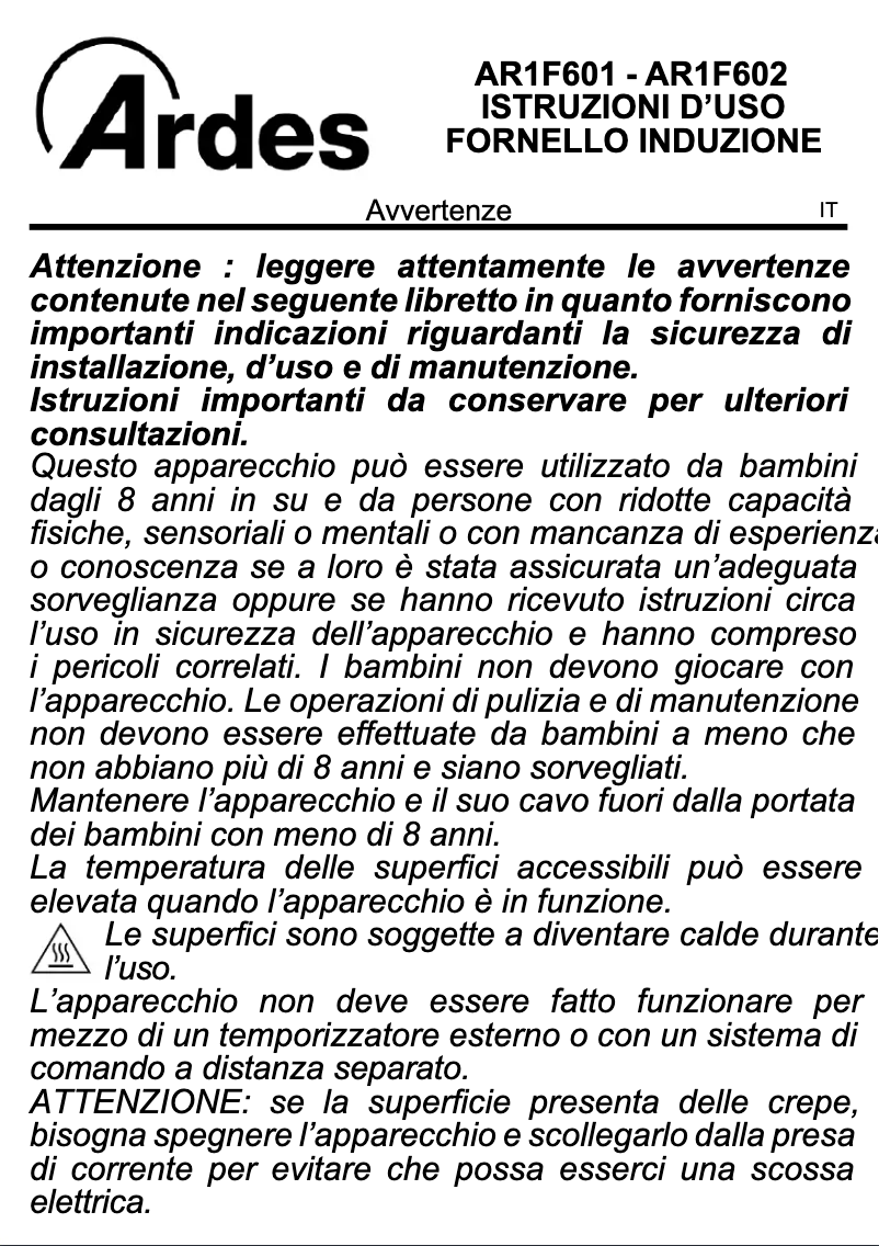 Página 1 del manual Manual de usuario Ardes AR1F602