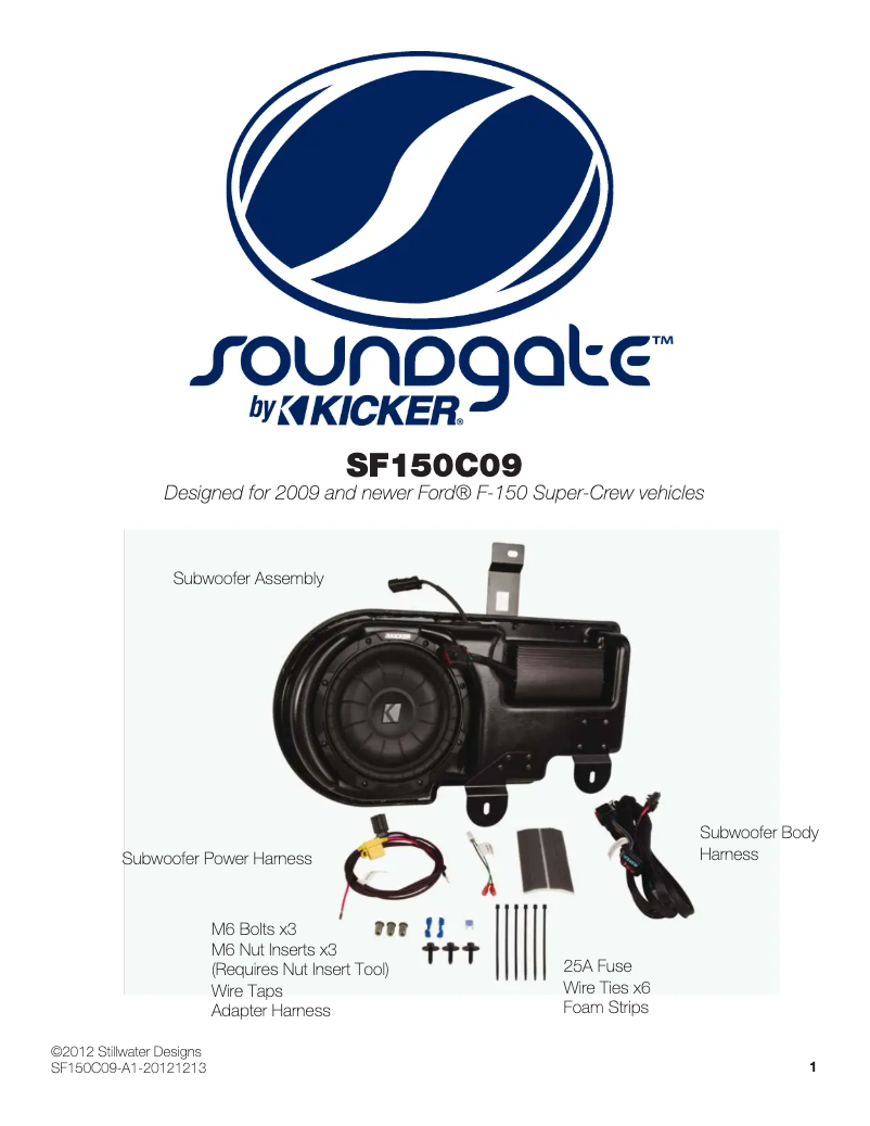 Page 1 de la notice Manuel utilisateur Kicker SubStage SF150C09