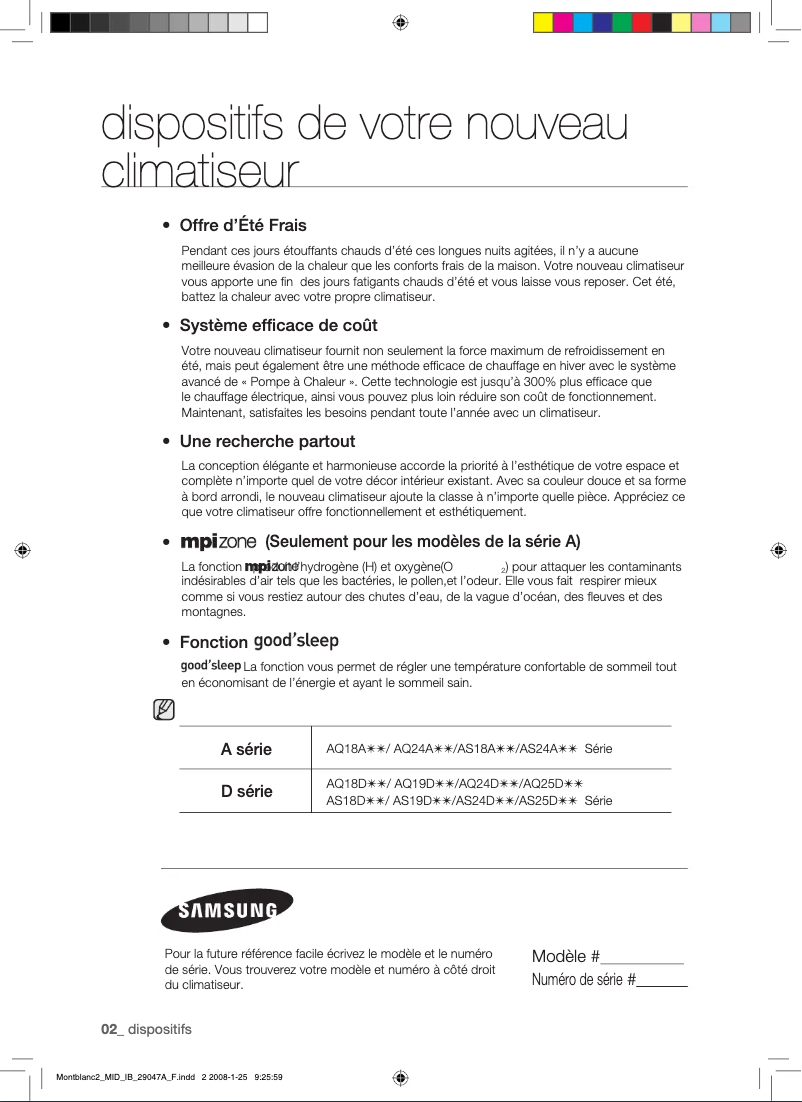 Page n°1 - Manuel utilisateur Samsung AQ24AWAX