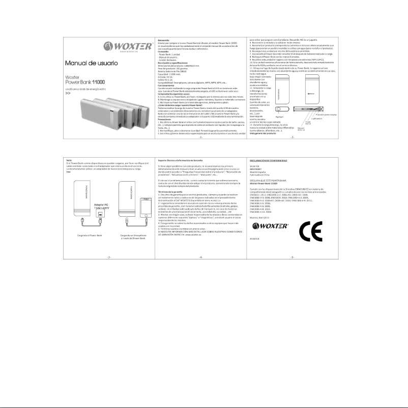 Page 1 de la notice Manuel utilisateur Woxter Power Bank 11000