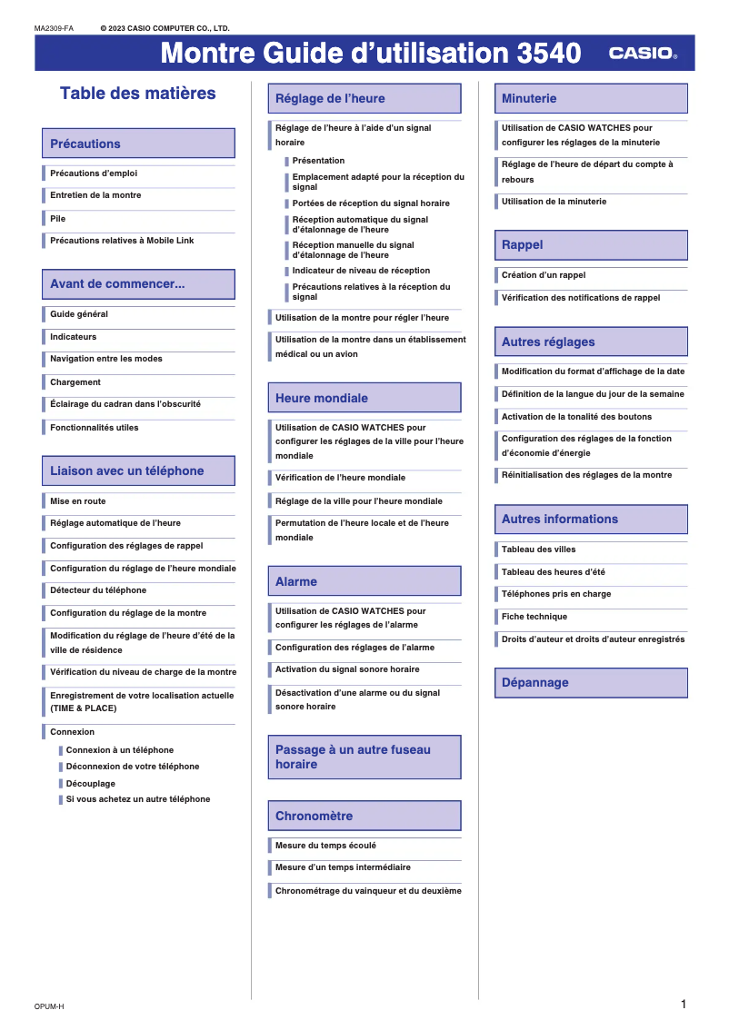 Page 1 de la notice Manuel utilisateur Casio G-Shock DW-5600
