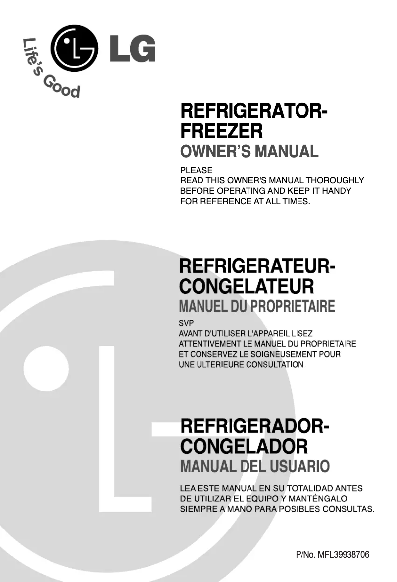 Page n°1 - Manuel utilisateur LG GR-M602YLY