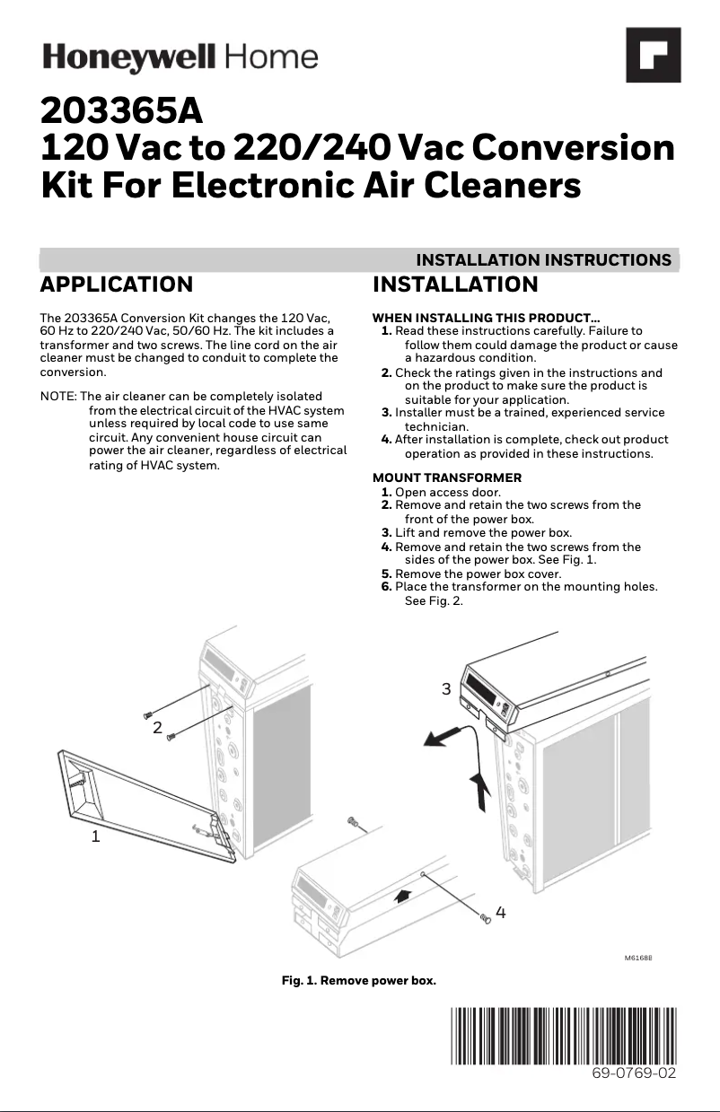 Page n°1 - Guide d'installation Honeywell F300E1001