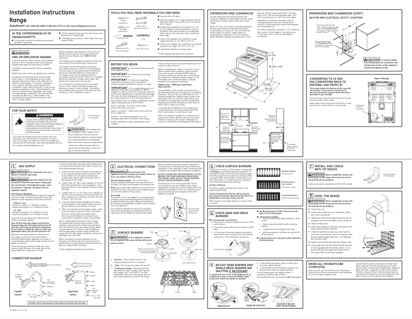 Page n°1 - Guide d'installation GE JGB850SEFSS
