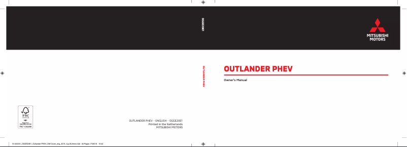 Page 1 de la notice Manuel utilisateur Mitsubishi Outlander PHEV (2020)