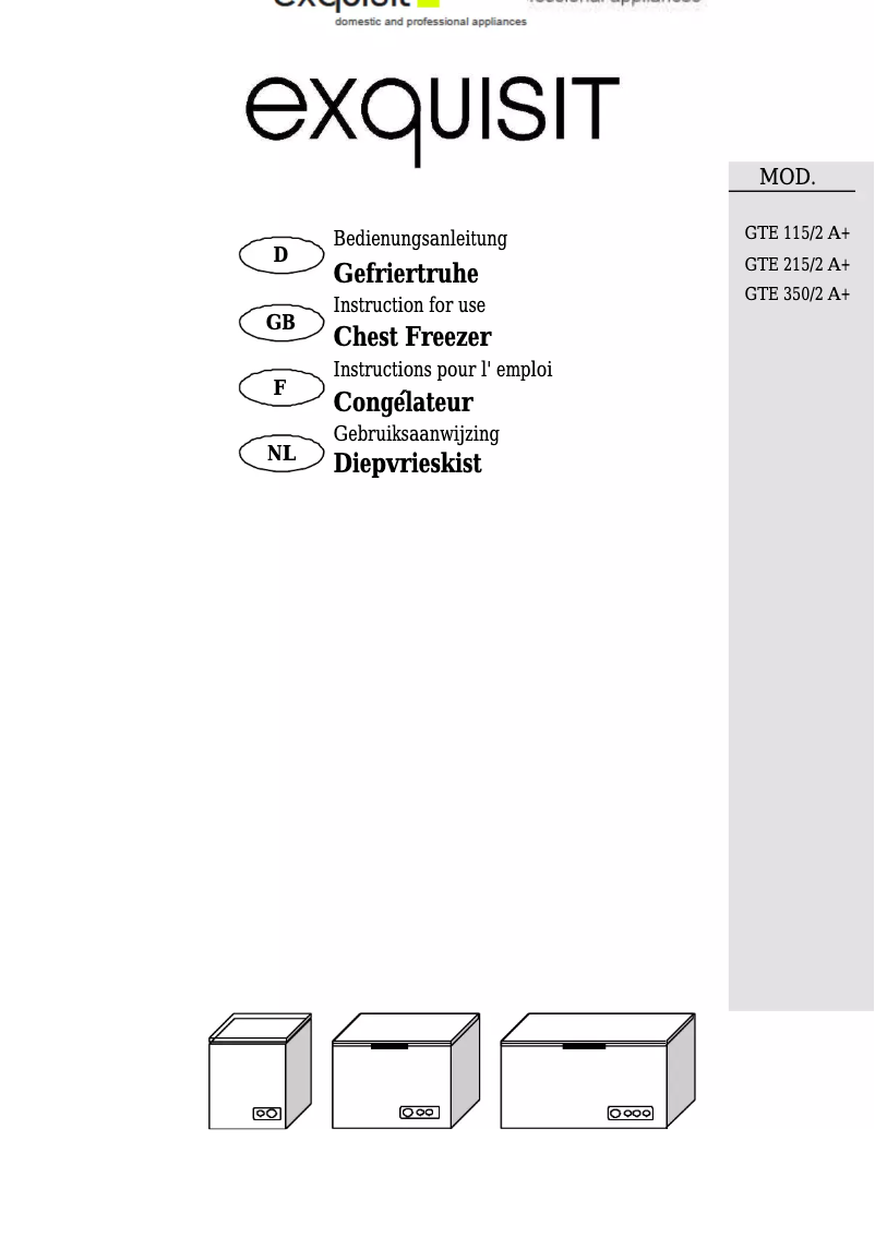 Page 1 de la notice Manuel utilisateur Exquisit GTE 215
