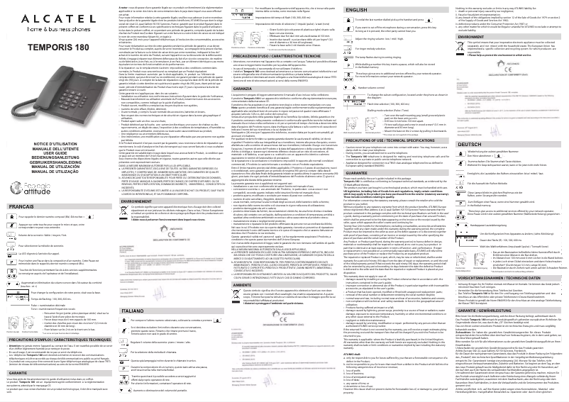 Page 1 de la notice Manuel utilisateur Alcatel Temporis T180