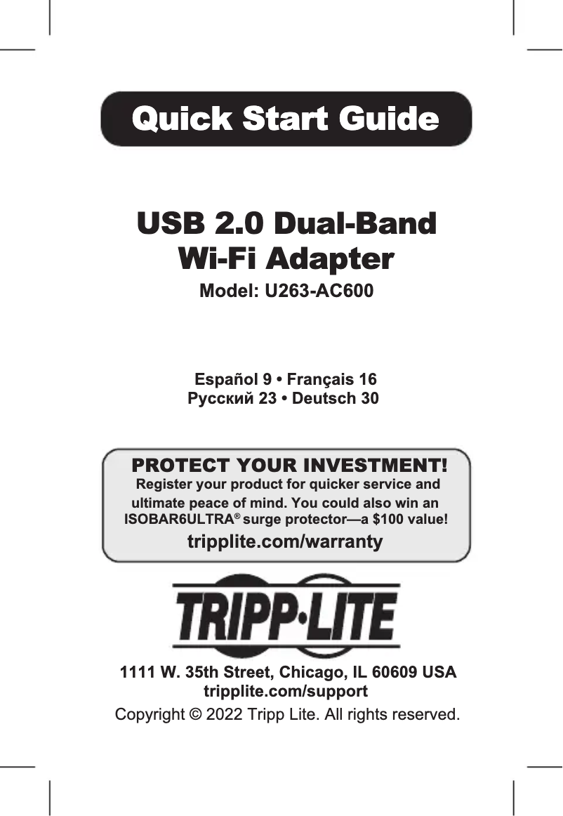 Página 1 del manual Manual de usuario Tripp Lite U263-AC600