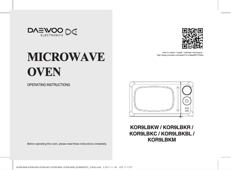 Page n°1 - Manuel utilisateur Daewoo KOR-9LBKM