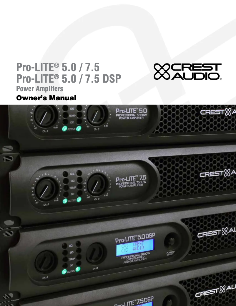 Page n°1 - Manuel utilisateur Peavey Pro-LITE 7.5
